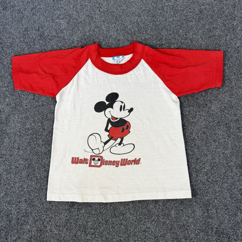 VTG 80s Walt Disney World Mickey Mouse Raglan‎ 50/50 Tee T-shirt Medium USA